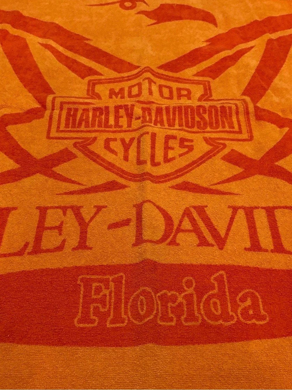 Harley-Davidson Orange and Red Logo Beach Towels…2 of them!